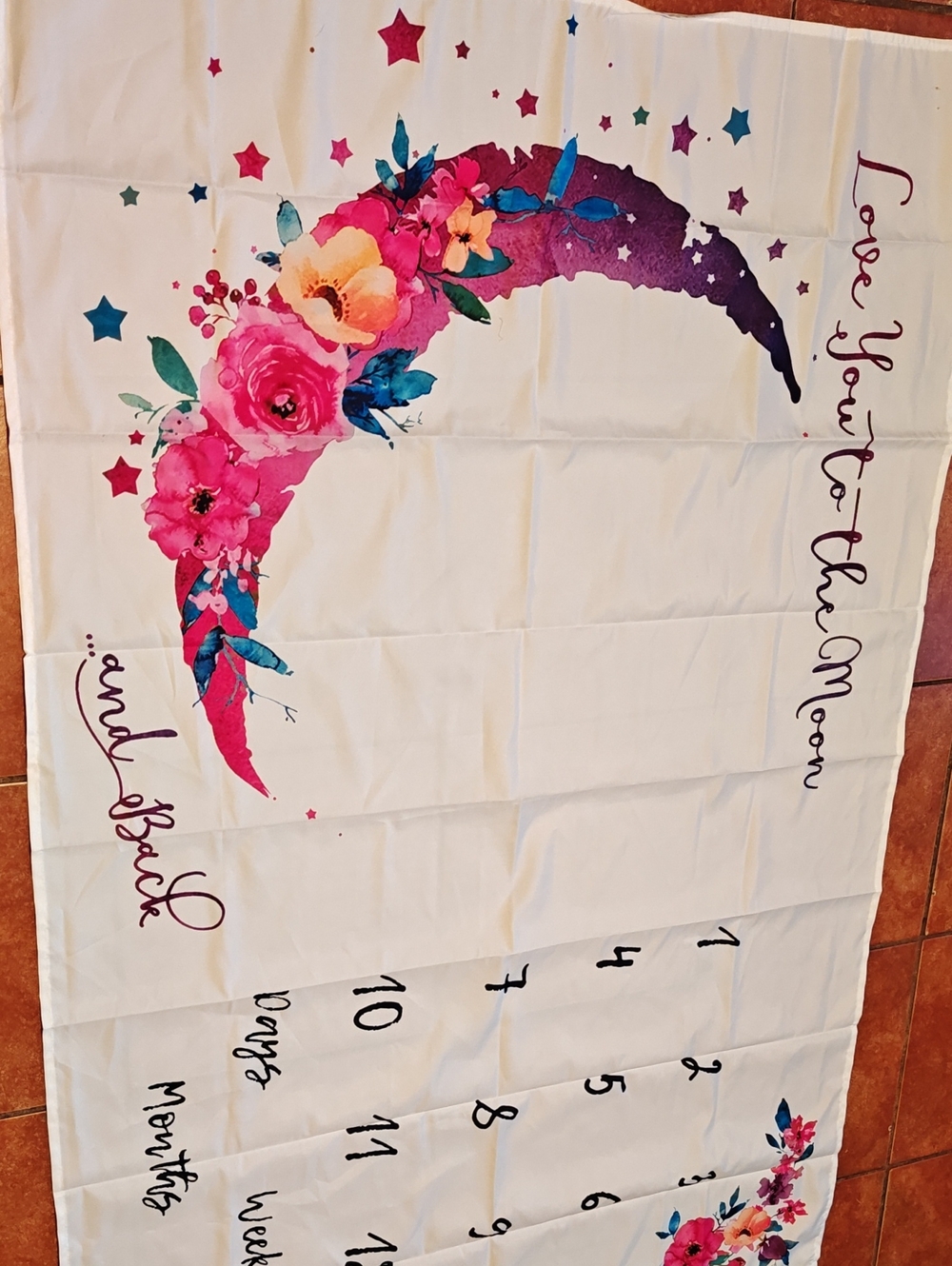 Floral Moon Baby Milestone  - Pink & Purple